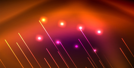 Neon glowing lines, magic energy space light concept, abstract background wallpaper design