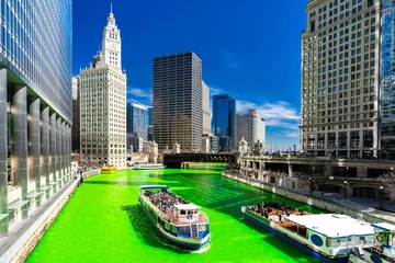 Foto op Canvas Dyeing River Chicago St' Partick Day. © vichie81