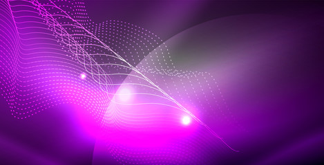 Glossy shiny glowing neon waves