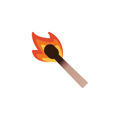 Burning match Stick flat icon, vector sign, Match with flame colorful pictogram isolated on white. Symbol, logo illustration. Flat style design