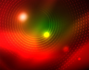 Neon circles abstract background