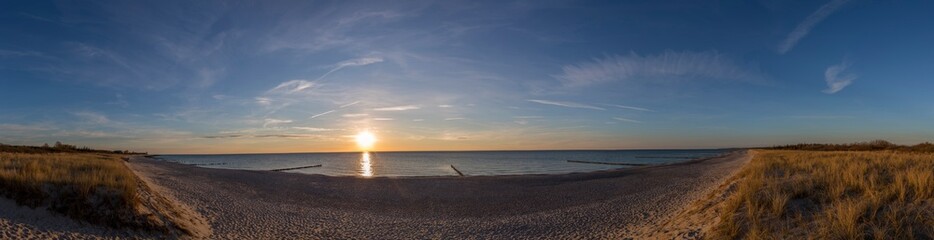 sunset at the beach of baltic sea