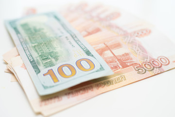 Obraz na płótnie Canvas The dollars and the rubles. Business concept.