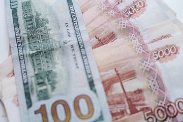 The dollars and the rubles. Business concept.