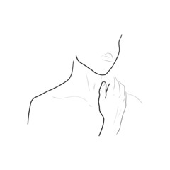 Fashion woman portrait minimal line hand drawing. Beauty logo. Beautiful girl figure isolated on white background 