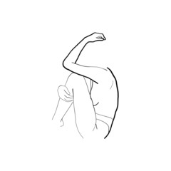 Fashion woman portrait minimal line hand drawing. Beauty logo. Beautiful girl figure isolated on white background 