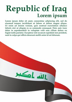 Flag of Iraq, Republic of Iraq. Template for award design, an official document with the flag of Iraq. Bright, colorful vector illustration.