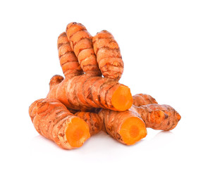 turmeric root isolated on white background