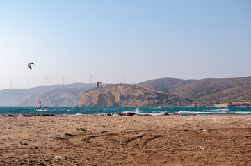 Obraz premium wind energy on Prasonisi, Rhodes, Greece