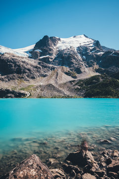 Türkisfarbener Bergsee auf einem Gletscher