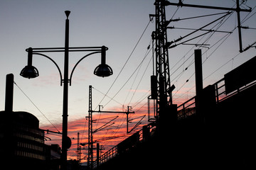 silhouette of railways at sunset