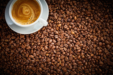 Roasted coffee bean background texture
