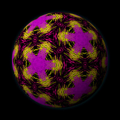 Artfully designed and colorful ball, 3D illustration on black background