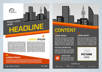 Vector flyer, corporate business, annual report, brochure design and cover presentation with orange and red rectangle.