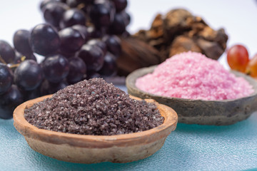 Spa treatment and skin care with Malvasia vulcanic grape aromatic sea salt
