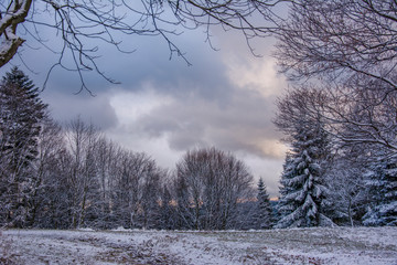 winter natural landscape before sun set in slovakia 