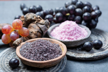 Spa treatment and skin care with Malvasia vulcanic grape aromatic sea salt