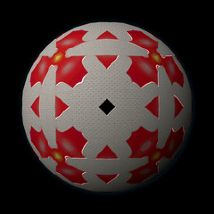 Artfully designed and colorful ball, 3D illustration on black background