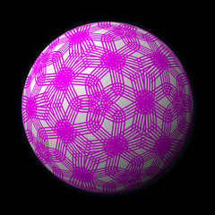 Artfully designed and colorful ball, 3D illustration on black background