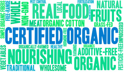 Fototapeta premium Certified Organic Word Cloud on a white background. 