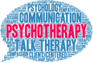 Psychotherapy Word Cloud on a white background. 