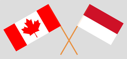 Indonesia and Canada. The Indonesian and Canadian flags. Official colors. Correct proportion. Vector