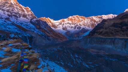 Obraz premium Annapurna base camp in the morning during sunrise