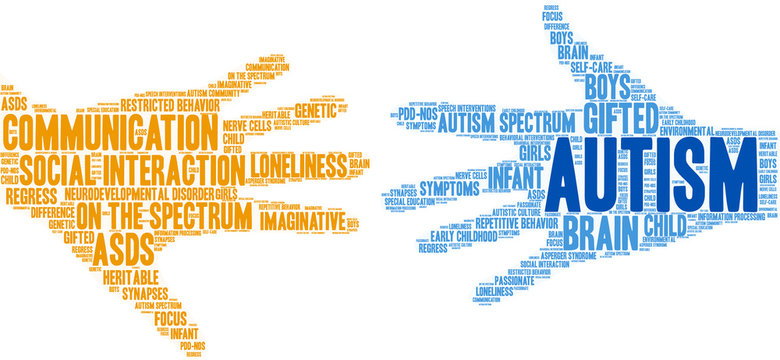 Autism Word Cloud on a white background. 