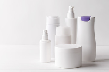 Set of plastick beauty bottles