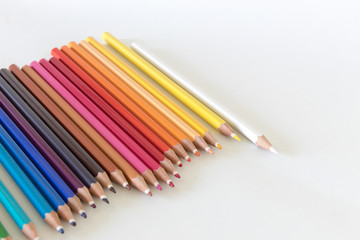 Multicolored pencils, Color pencil with white background