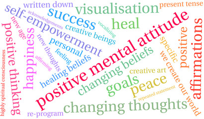 Fototapeta premium Positive Mental Attitude Word Cloud on a white background. 