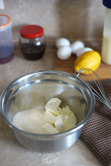 Cooking a cupcake at home in the kitchen