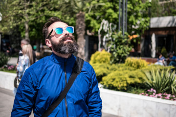 mustache hipster with a beard with glasses