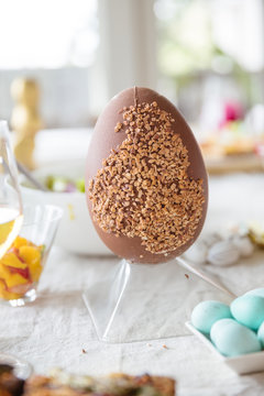 Chocolate egg on a table