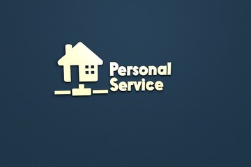 Text Personal Service with yellow 3D illustration and blue background