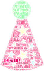 Generation Z Word Cloud on a white background. 