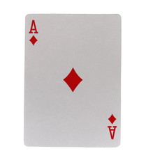 Ace of diamonds, playing card, isolated on white background with clipping path, series
