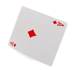 Ace of diamonds, playing card, isolated on white background with clipping path, series