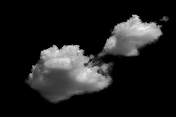 White cloud isolated over a black background realistic cloud.