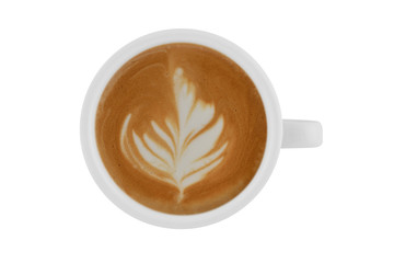 Cup of coffee latte isolated on white background