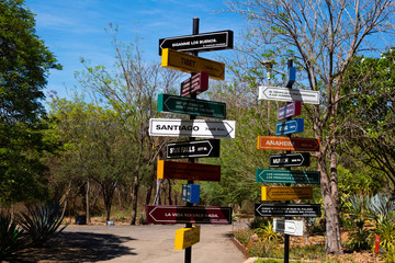 artwork of city signs of the world in a park