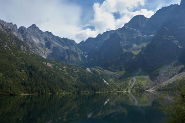 Fototapeta na wymiar Eye of the sea - the largest and fourth-deepest lake in the Tatra Mountains, Zakopane, Poland