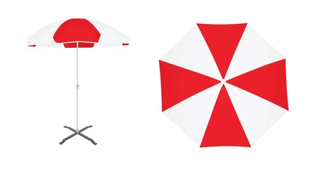 Red and white sun umbrella. vector illustration © marijaobradovic