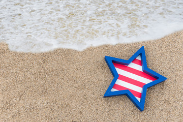 Patriotic USA background on the sandy beach