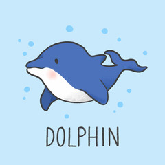 Cute Dolphin cartoon hand drawn style