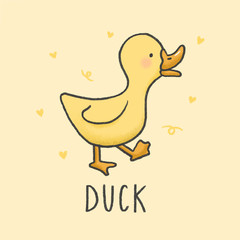 Cute Duck cartoon hand drawn style