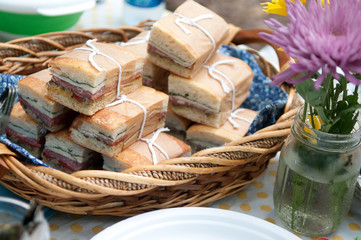 Rustic sandwiches in a basket