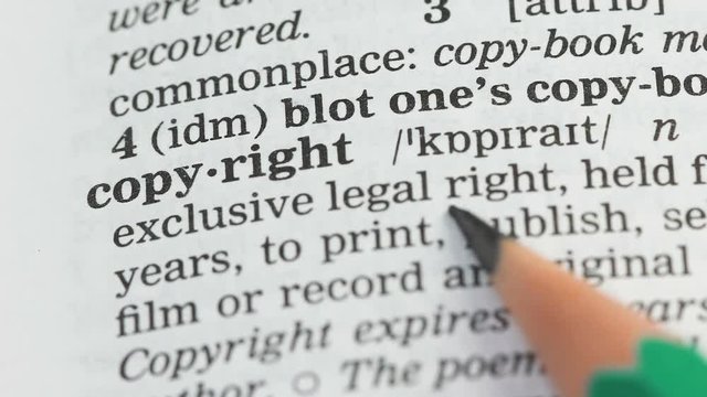 Copyright, definition on english vocabulary, legal rights protection, publishing