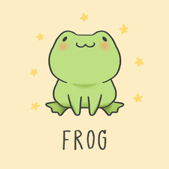 Cute Frog cartoon hand drawn style