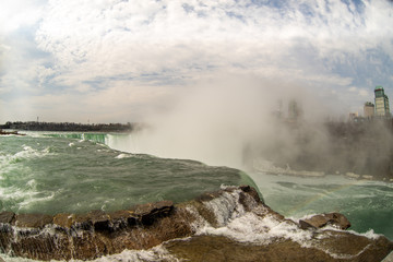 Fototapeta na wymiar Horseshoe of Niagara Falls on the side United States of America